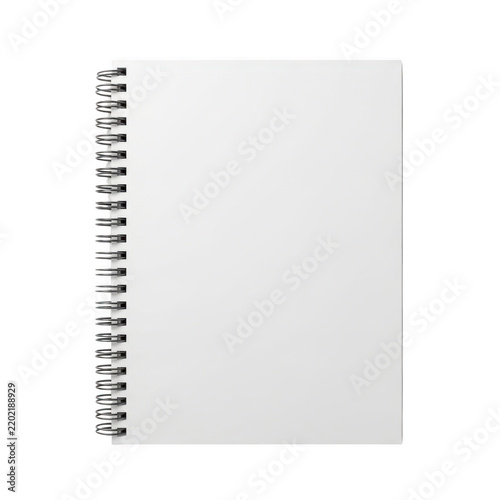 Blank white spiral notebook for notes and sketches isolated on transparent background