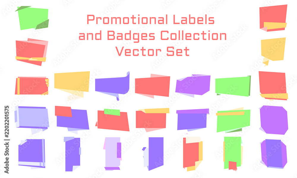 Fototapeta premium Colorful Ribbon Labels and Banner Collection Vector Set