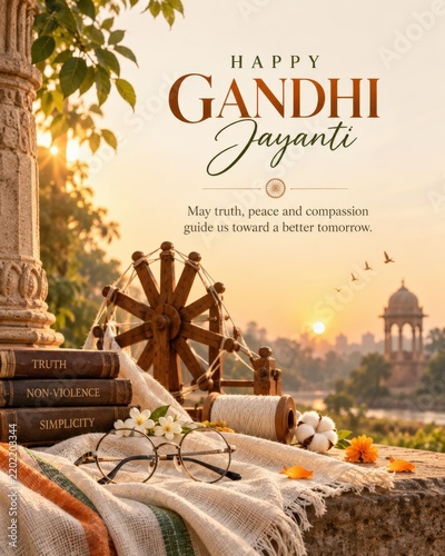 Gandhi Jayanti Celebration with Charkha and Books