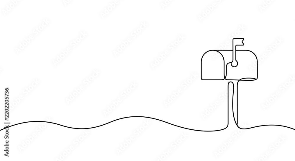 Obraz premium Continuous Line Drawing Mailbox Minimalist Postal Communication Delivery Correspondence Concept Illustration