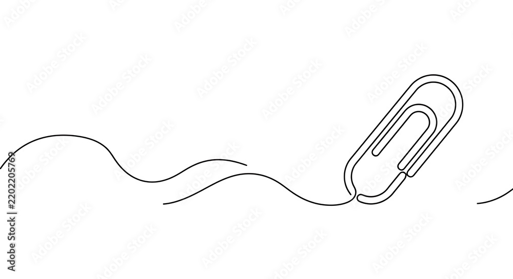 Obraz premium Minimalist Continuous Line Art Paperclip Icon Office Supply Organization Business Concept