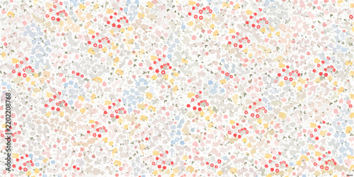 Floral ornament with pastel colored blooms on a white background