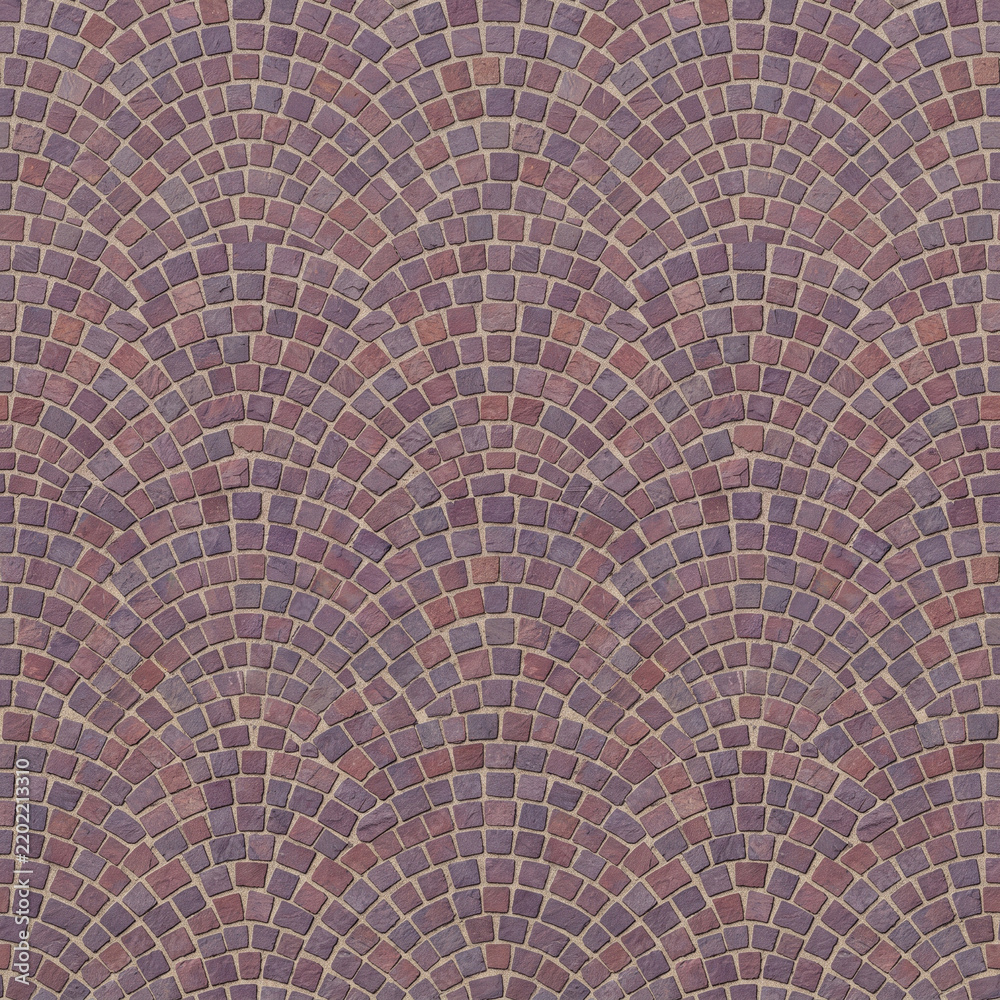 Obraz premium Historic Trentino Porphyry Red Stone Fan Shaped Paving Pattern