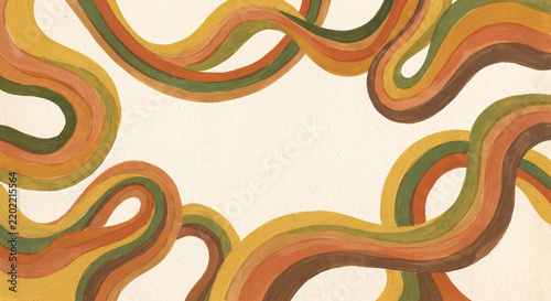 Retro 1970s Groovy Psychedelic Wavy Rainbow Swirls Background