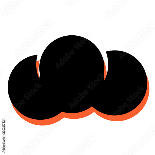 Abstract geometric composition featuring three overlapping circular shapes with bold orange offset shadows, creating a modern layered graphic element.