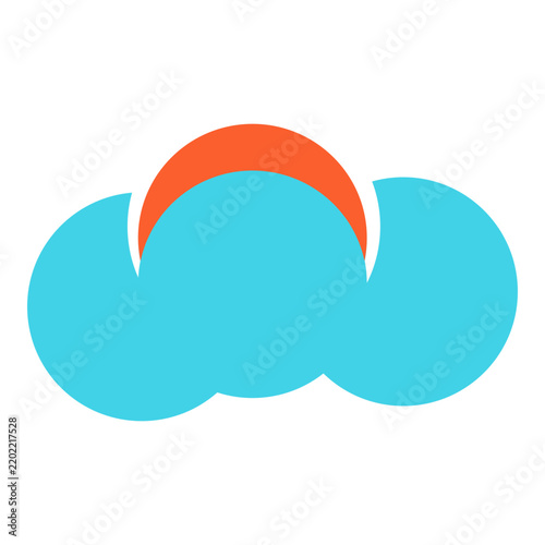 Modern abstract geometric design featuring overlapping cyan circles and a vibrant orange semicircle on a clean light background, creating a balanced and contemporary composition.