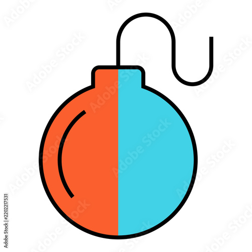Colorful Christmas bauble ornament hanging from a hook, featuring a split vibrant design and clean bold outline, suitable for festive holiday themes and decorations.