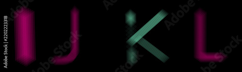 Letters i, j, k, and l in magenta and cyan line style