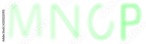 Light green letters m, n, o, p formed by intersecting grid lines on white background