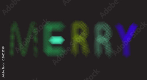 Merry text with gradient cross-hatch pattern on dark background