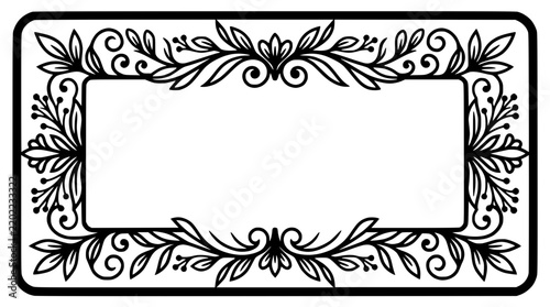 Ornate Floral Border Frame with Blank Space