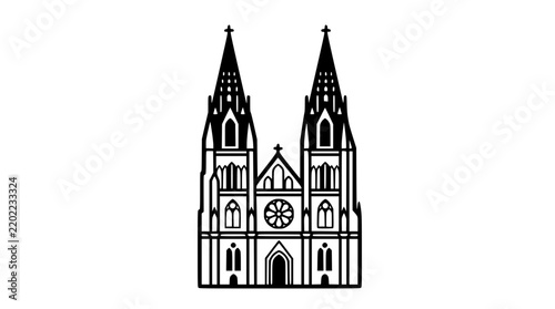Gothic Cathedral Silhouette, Isolated Vector Illustration