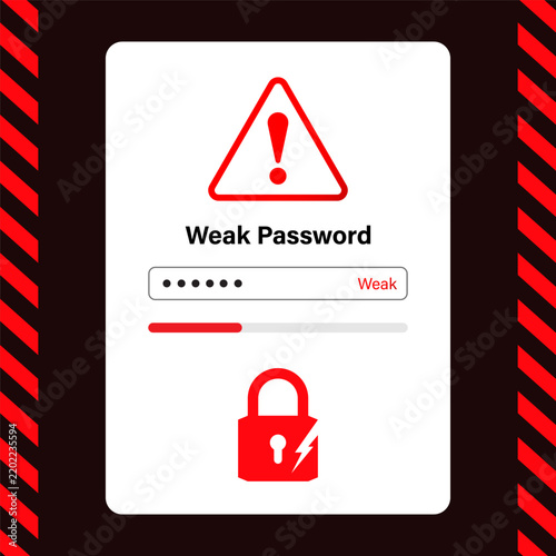 A weak password warning indicates that your login credentials are too simple, reused, or easily guessable, leaving your account at high risk of a cyberattack