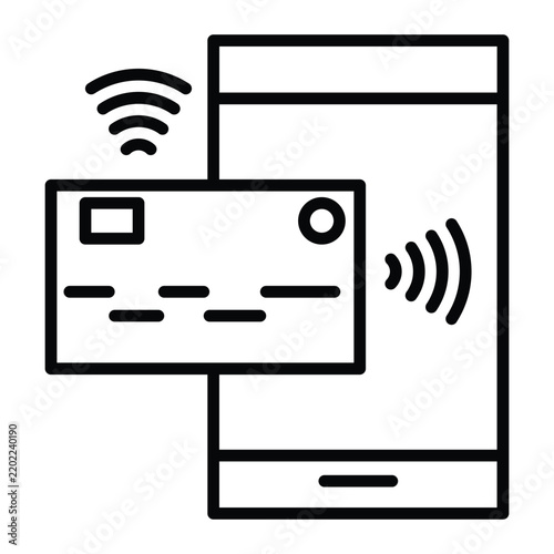 Contactless card payment outline icon for digital and cashless transactions