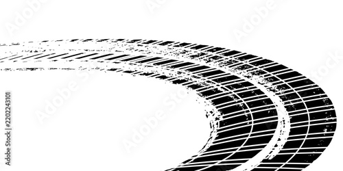 Auto tire tread grunge element. Car and motorcycle tire pattern, wheel tyre tread track. Black tyre print.