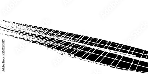 Auto tire tread grunge element. Car and motorcycle tire pattern, wheel tyre tread track. Black tyre print.