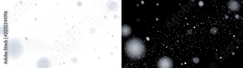 Fotografie Snow overlay of falling snowflakes with large blurred bokeh orbs in PNG, Transpa