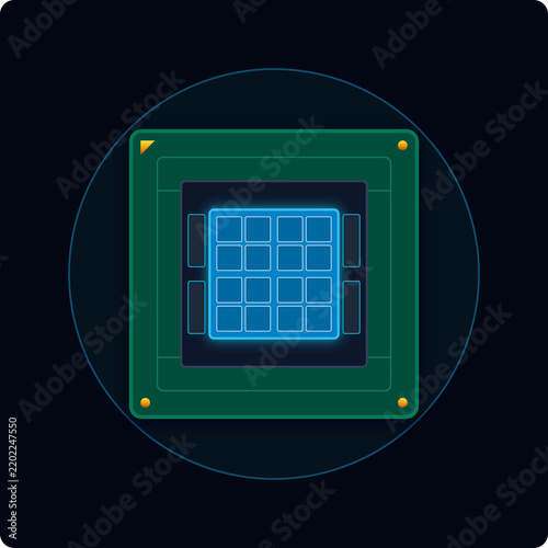 Central processing unit chip icon for motherboard hardware with hardware