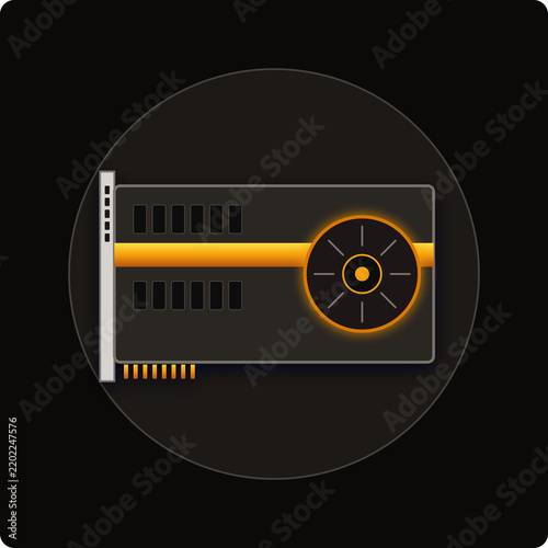 Single fan graphics card icon in modern professional style with hardware