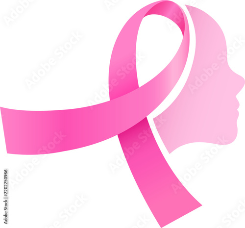 Woman face design with pink ribbon. Breast Cancer Awareness Month Campaign. Icon design for poster, banner.