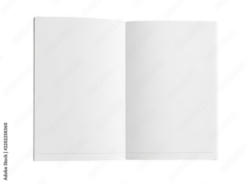 Fototapeta premium Open blank notebook with empty pages isolated on transparent background