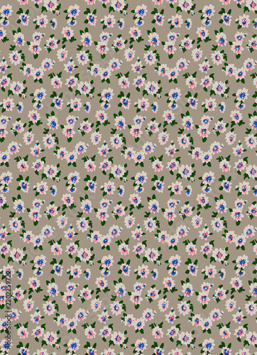 Close up texture of light beige fabric with small floral embroidery pattern