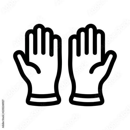 Minimalist Outline Protective Gloves Safety Equipment Graphic Symbol Icon