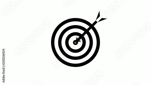 Target arrow icon impact motion with bullseye and dart hitting the center, representing strategy, success, and goal achievement in business and marketing