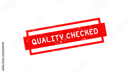 Red rectangular stamp with the text checked inside a bold box frame isolated on a plain white background, for labeling isolated on a transparent background
