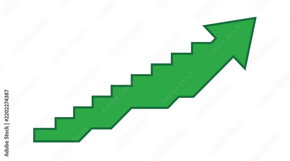 Obraz premium Green Arrow Staircase Graphic Isolated