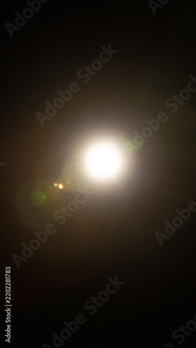 Sun flare on the black background