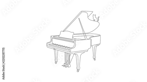 Elegant Grand Piano Illustration Isolated