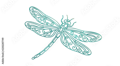 Elegant Dragonfly Silhouette with Swirls