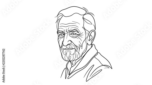 Elderly Man Line Art Portrait