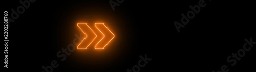 Glowing orange neon arrows animation, triple directional pointer sign, abstract motion for ui and navigation