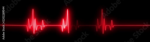 Glowing red heartbeat ekg monitor line pulse animation on black background, for medical and, emergency concepts