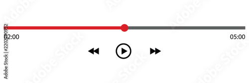 Minimalist Media Player UI Interface with Play, Pause, Previous, Next Controls and Progress Bar