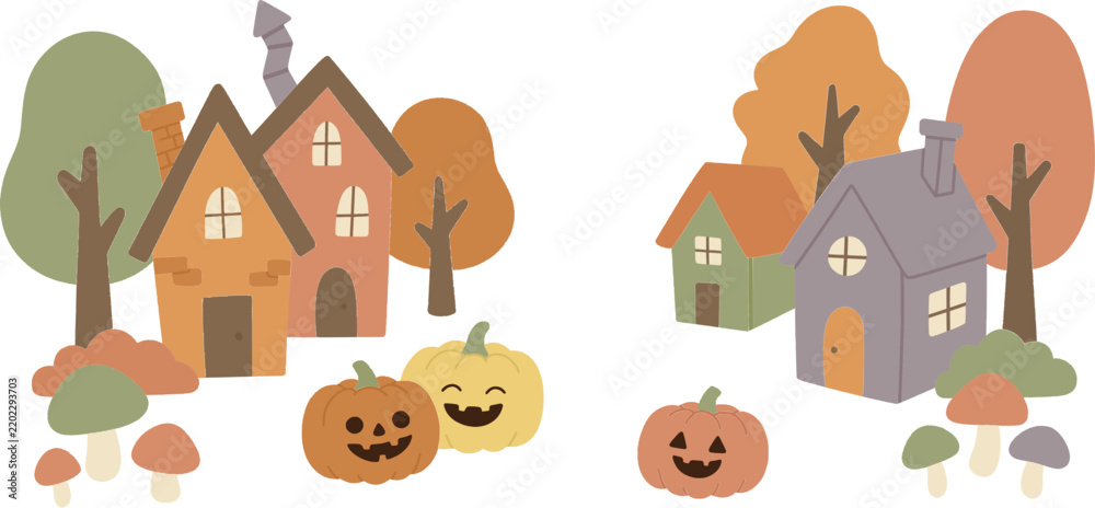 Fototapeta premium cute autumn village