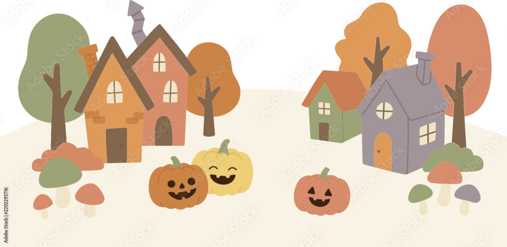 Fototapeta premium cute autumn village