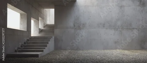 Panel kuchenny z motywem Modern concrete interior with natural light.