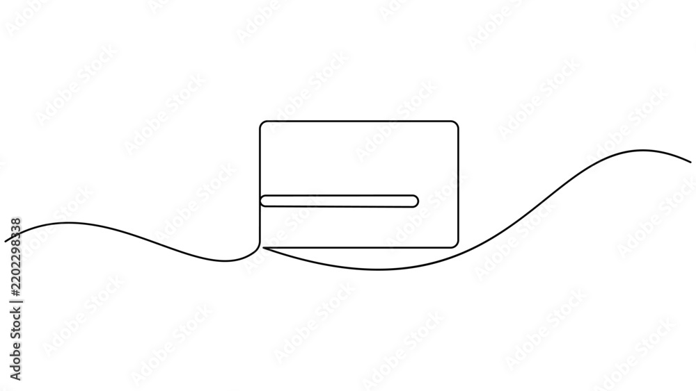 Obraz premium Continuous single line drawing of a credit card showing simple payment concept in black and white minimalist style