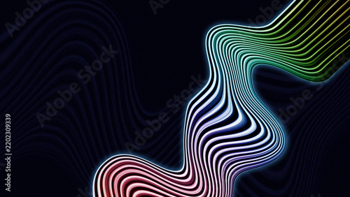 Abstract flowing colorful lines on a dark background