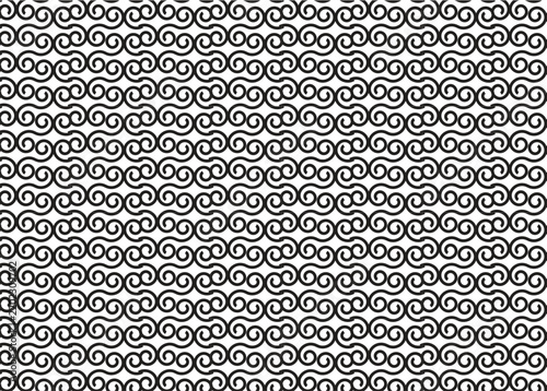 Repeating floral ornament pattern on a white background