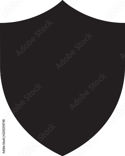 Simple shield icon in black with security protection isolated
