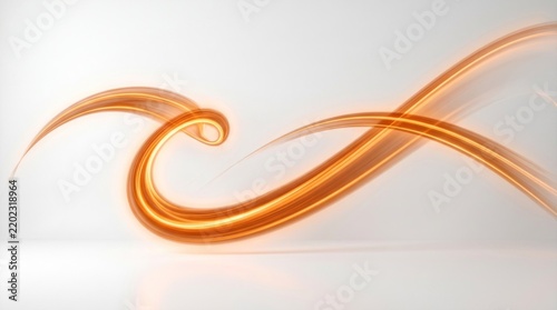 A dynamic, orange and white abstract wave design with a gradient effect, set against a white background with a subtle shadow effect.