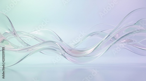 Translucent liquid glass waves flowing in gradient studio background with seamless texture