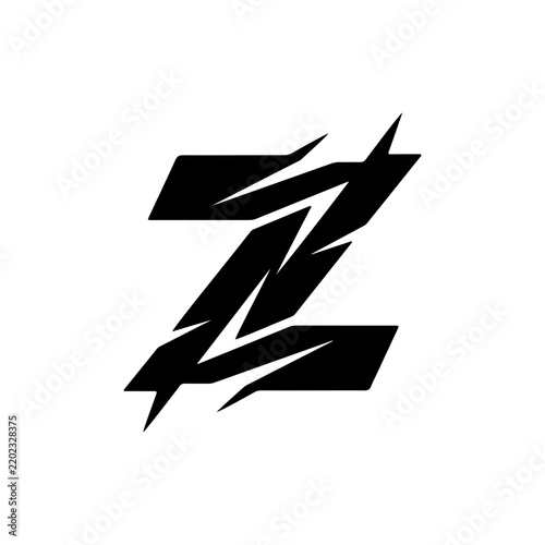 Aggressive Z Letter Logo Design Silhouette