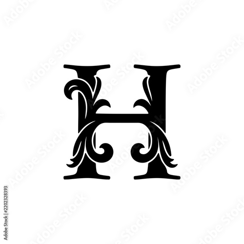 Elegant Decorative Letter H Floral Monogram Design