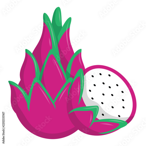 Dragon fruit icon vector, dragon fruit vector illustration, pitaya fruit vector icon
