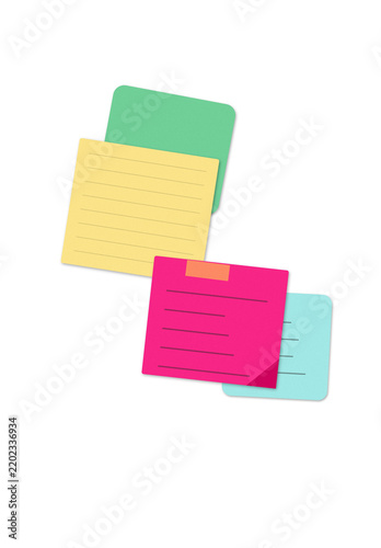 Colorful sticky notes arranged for project planning and organization in office workspace